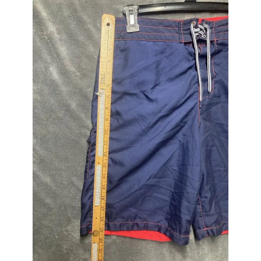Polo Ralph Lauren Boys L(14-16) Blue Red Big Pony Swim Trunks Board Shorts Lined